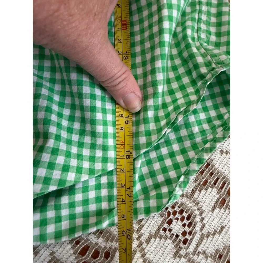 Ralph Lauren Boys Green Gingham Button Down Shirt Size 5 Pink Pony Logo